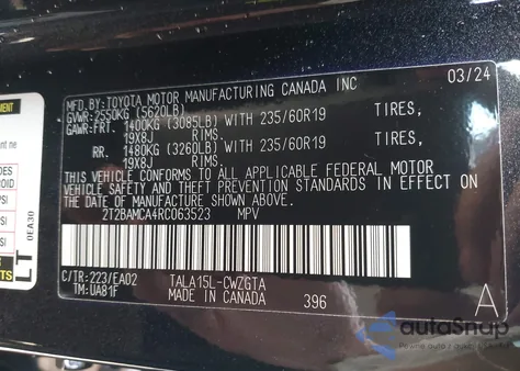 2024 Lexus Rx 350 Premium из США, поврежденный, VIN 2T2BAMCA4RC063523